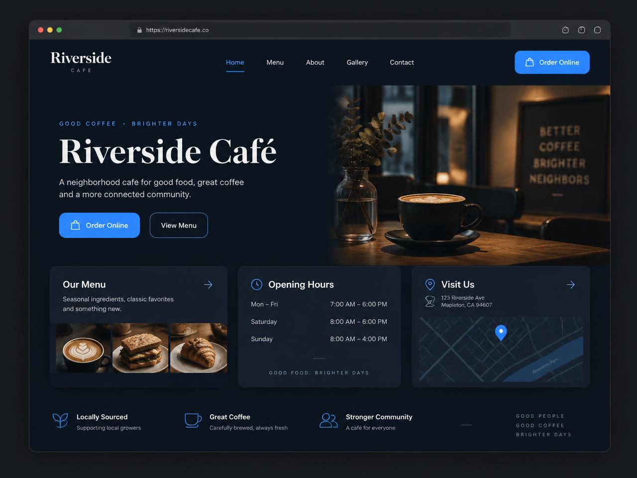 Concept website design for a neighborhood café