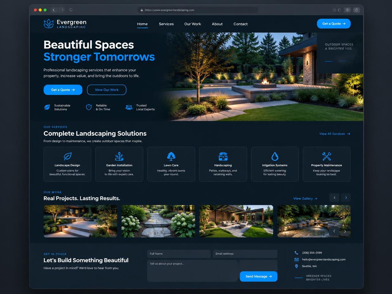 Concept website design for a landscaping business