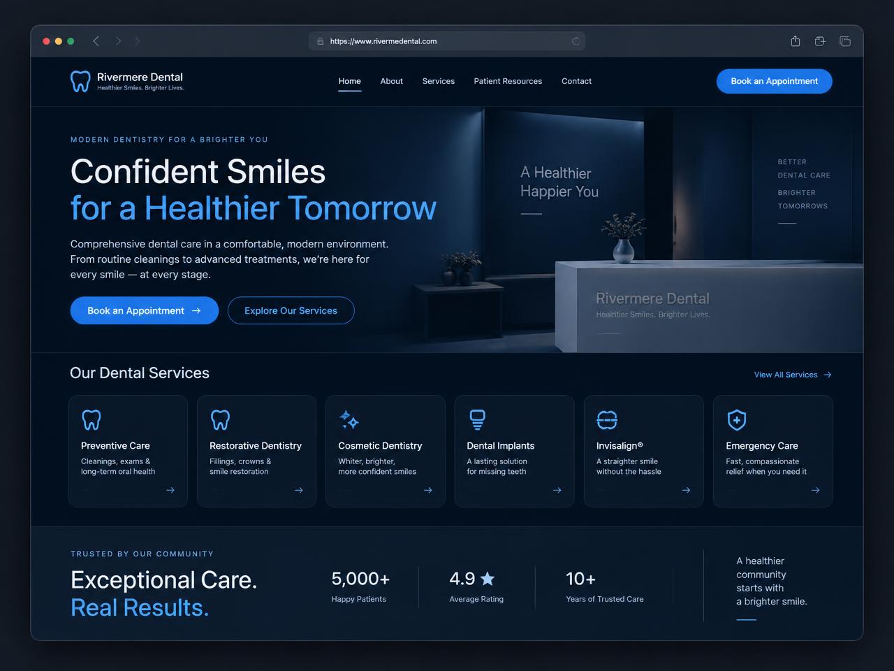 Concept website design for a dental practice